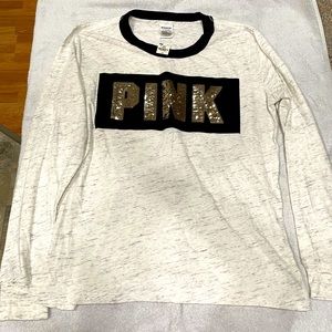 Pink sequin long sleeve shirt